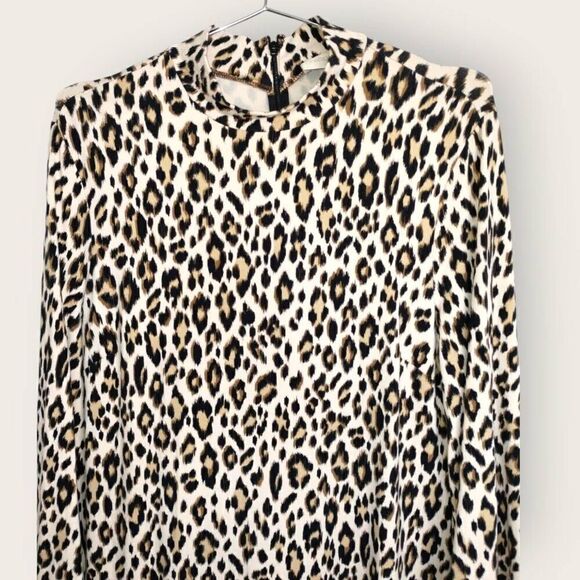 CHICOs Womens Dress Sz 8 Animal Print Black Cream Bodycon Jersey Stretch Glamour - Picture 7 of 11